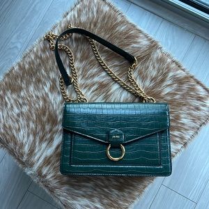 Green croc JW PEI flap bag with gold hardware- like new and with dust bag!